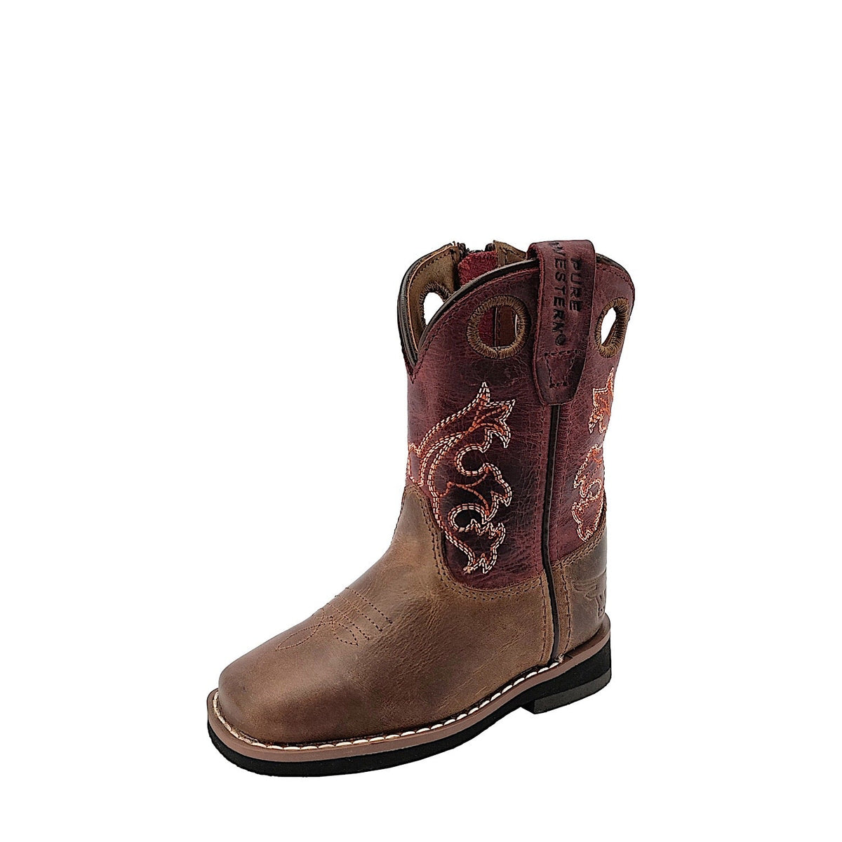Pure Western Kid’s Levi Boot - Brown/Barn Red