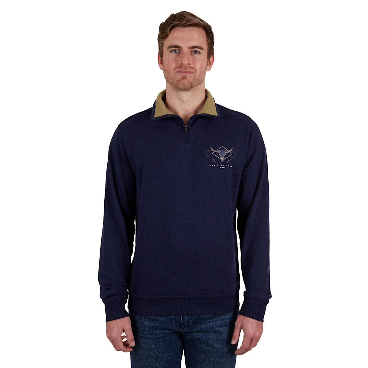 Pure Western Mens Alexander 1/4 Zip Pullover Navy