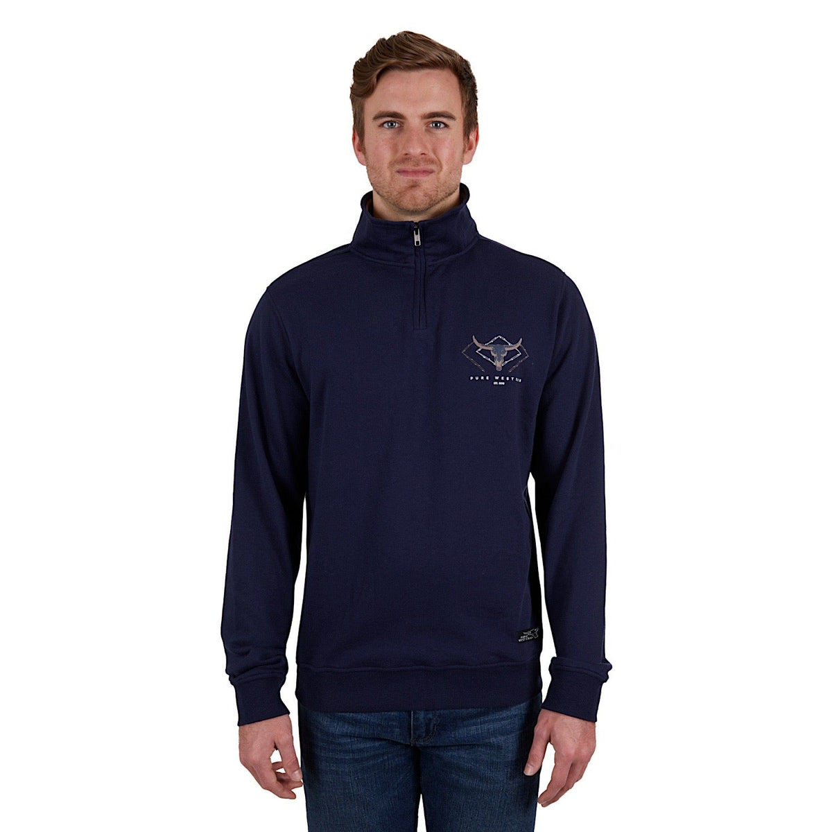 Pure Western Mens Alexander 1/4 Zip Pullover Navy