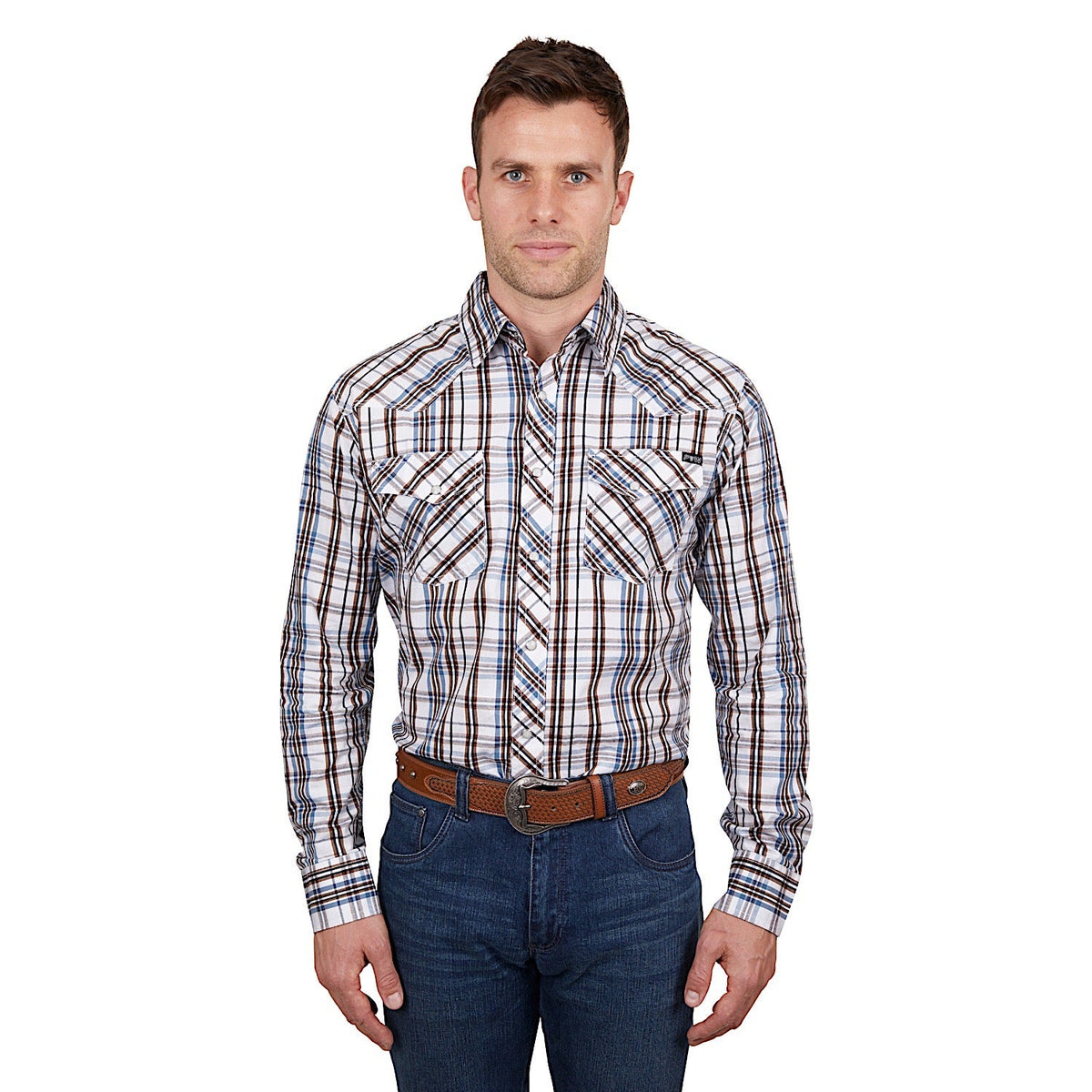 Pure Western Men’s Evan Shirt White/Tan