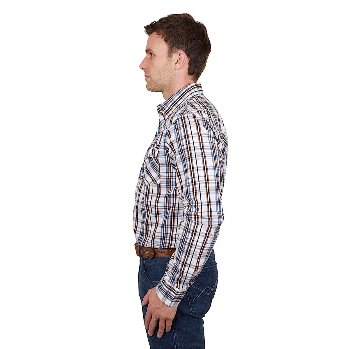 Pure Western Men’s Evan Shirt White/Tan
