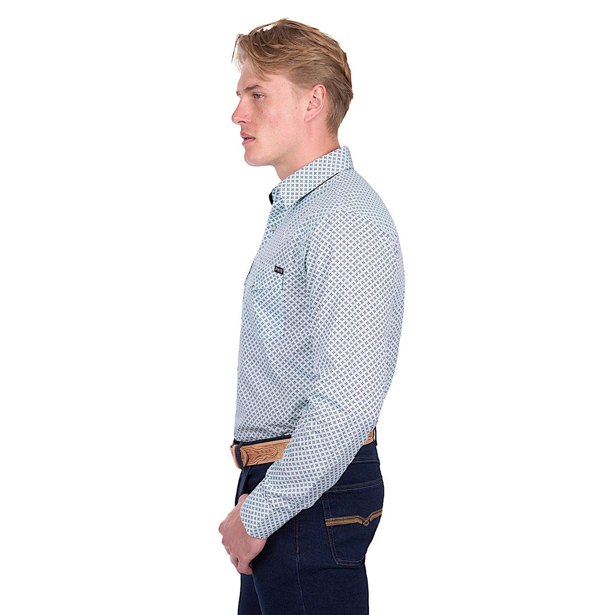 Pure Western Men’s Gerald Shirt - Green/Navy