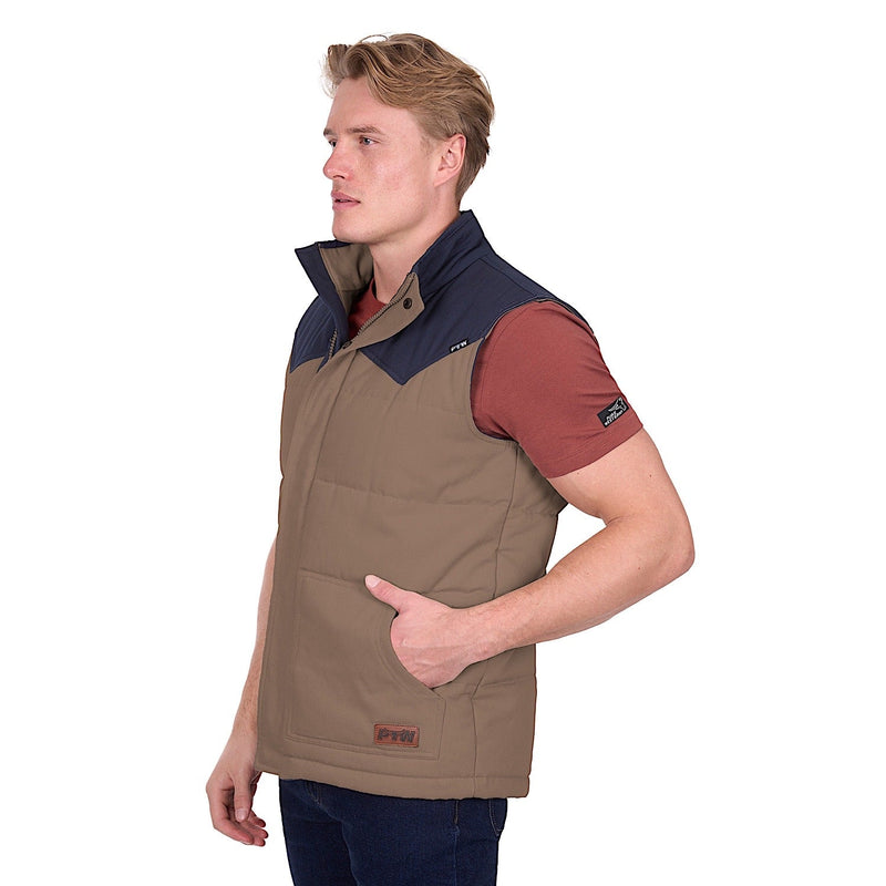 Pure Western Men’s Jamie Reversible Vest - Stone/Navy