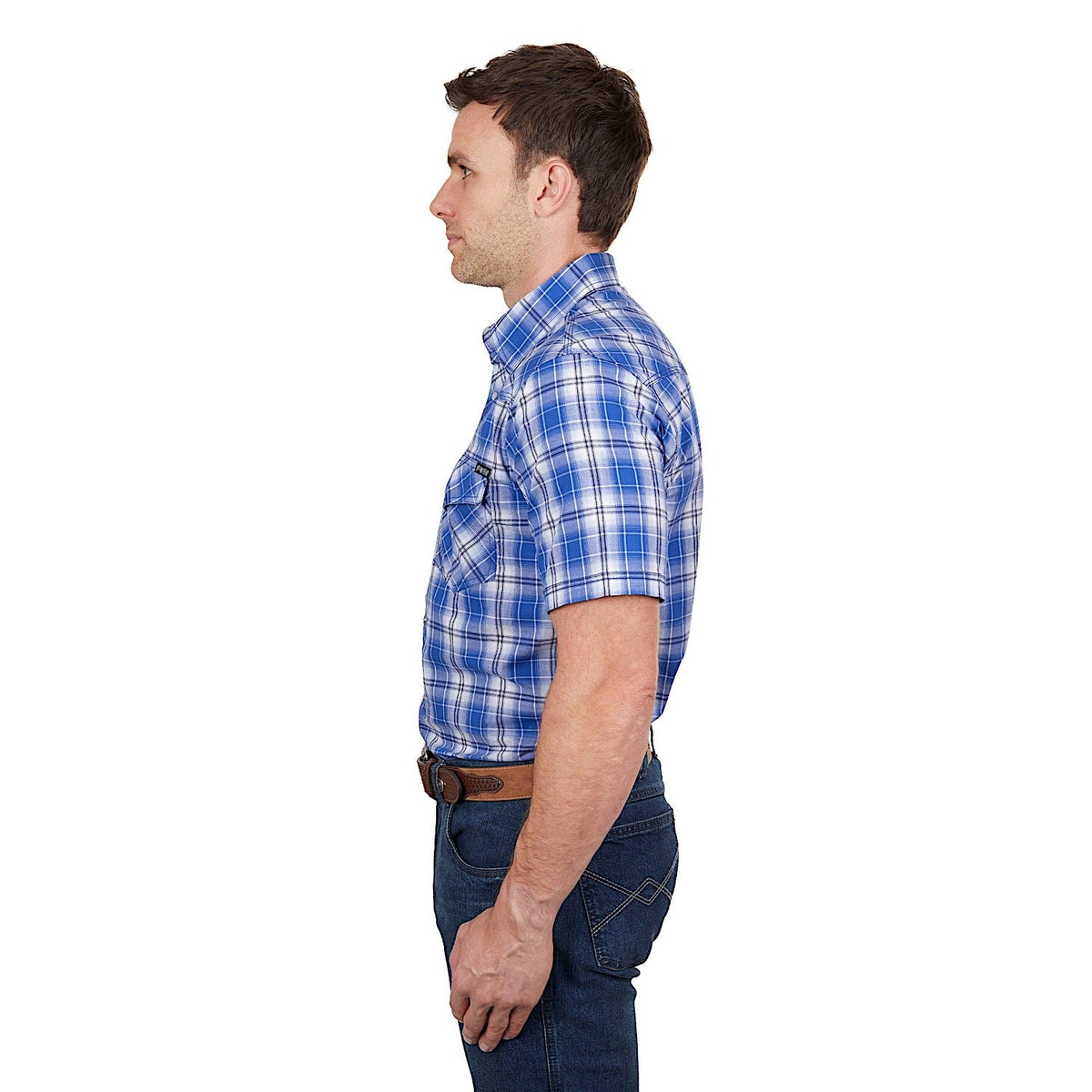 Pure Western Men’s Mark Short Sleeve Shirt Royal