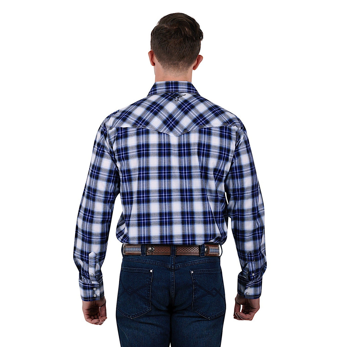 Pure Western Mens Mitchell Shirt-Blue/Black