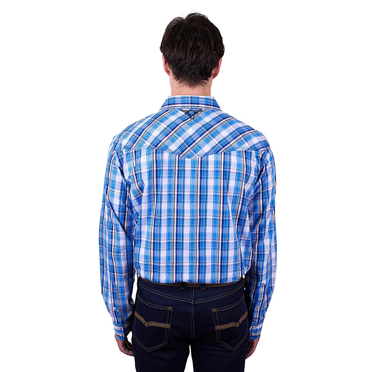 Pure Western Men’s Wade Check Western Shirt - Blue