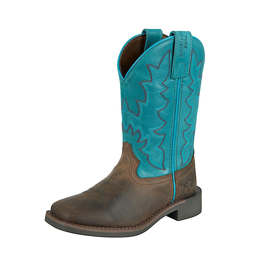 Pure Western Toddler and Children’s Andi Boot - Bark/Turquoise