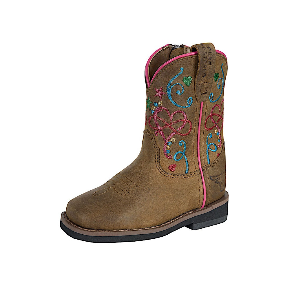 Pure Western Toddler and Children’s Jules Boot - Walnut/Multi