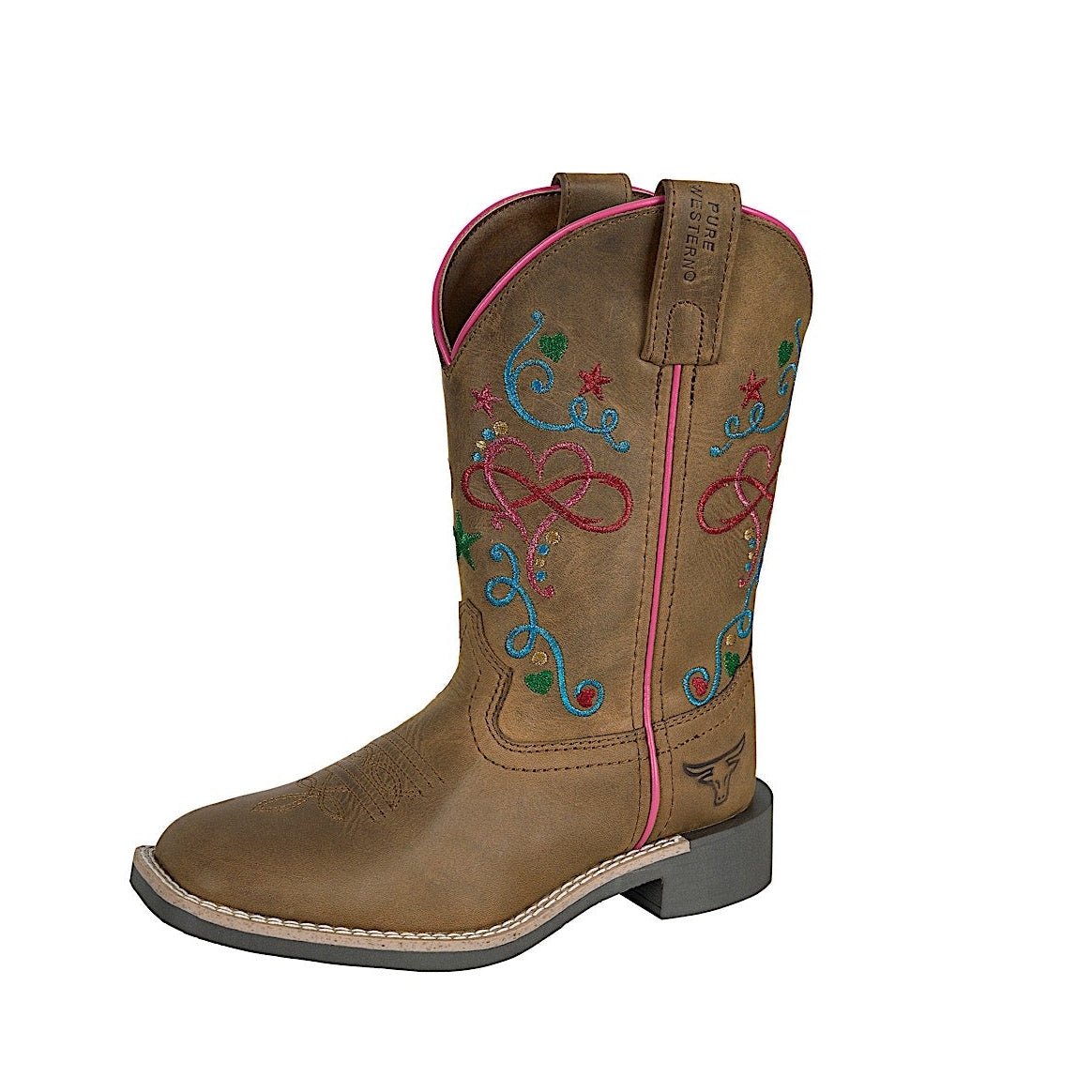 Pure Western Toddler and Children’s Jules Boot - Walnut/Multi