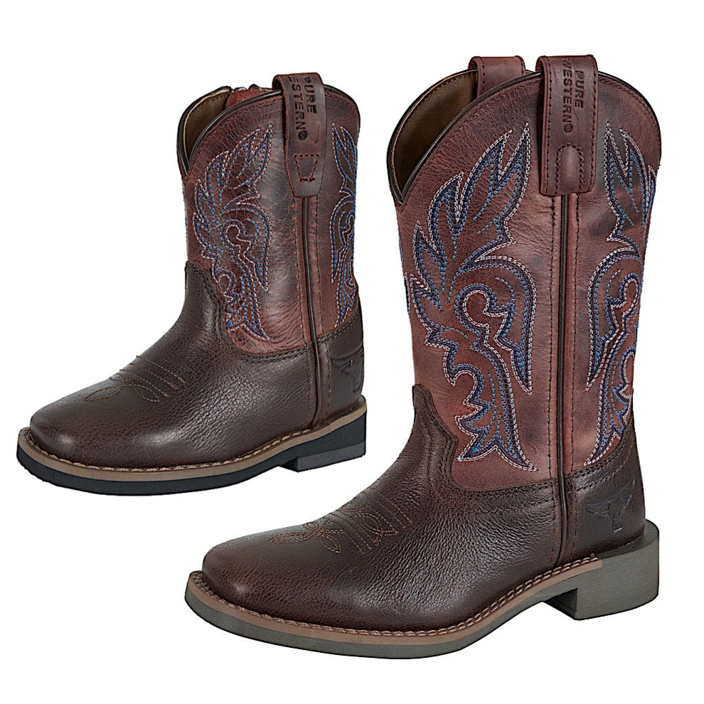 Pure Western Toddler and Children’s Newton Boot - Chocolate/Ruby