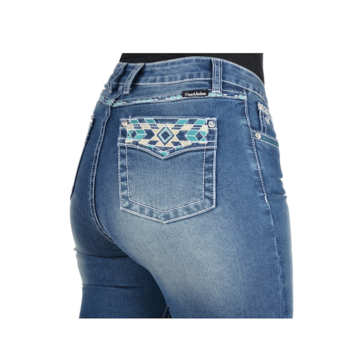 Pure Western Women’s Abbi High Waisted Jean 34’’ Leg True Blue