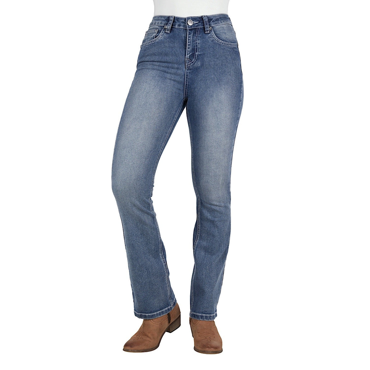 Pure Western Women’s Amy High Rise Boot Cut Jean 32’’ Leg Retro Blue