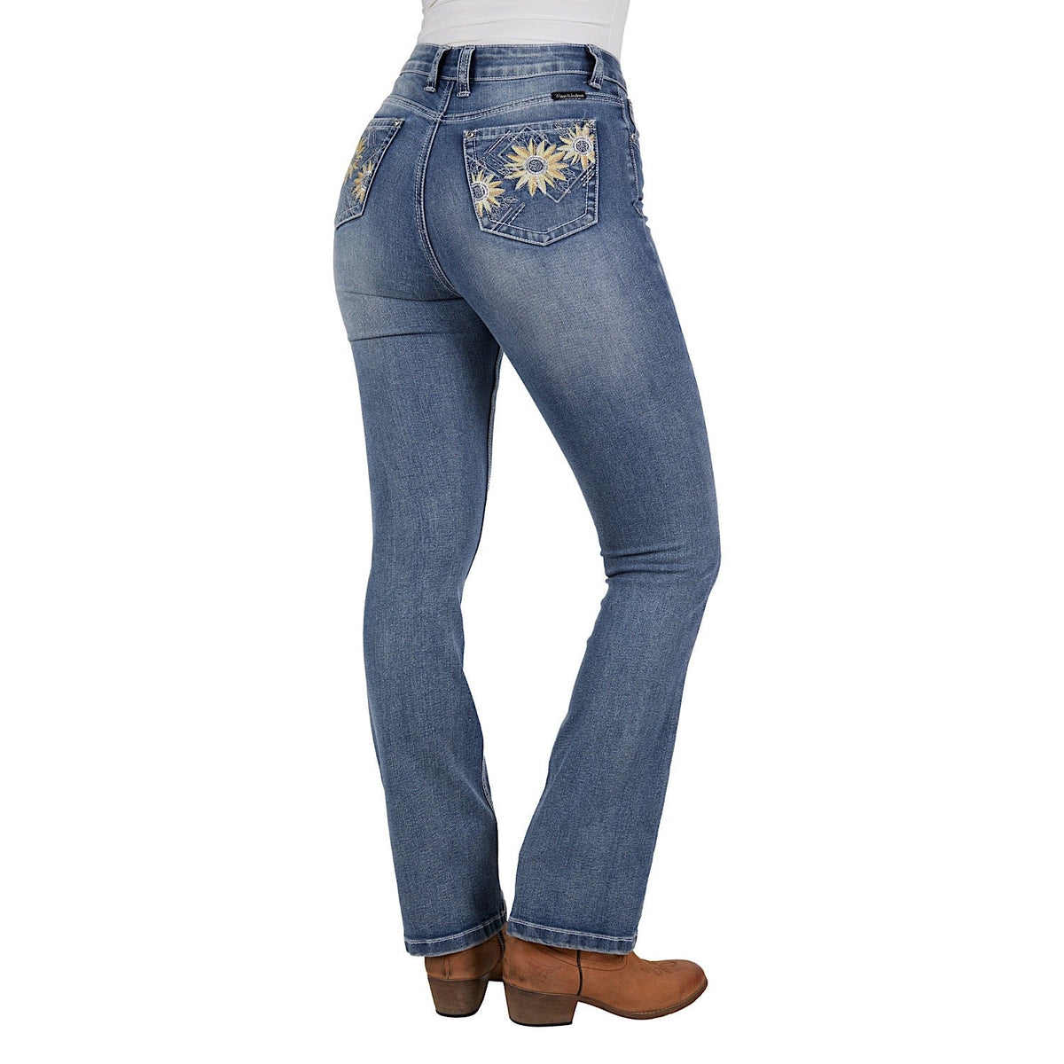 Pure Western Women’s Amy High Rise Boot Cut Jean 32’’ Leg Retro Blue