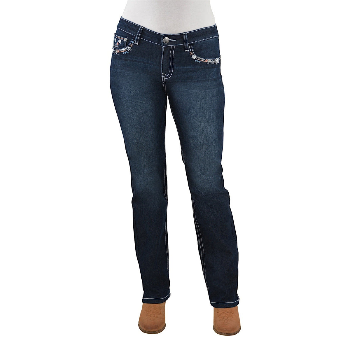 Pure Western Women’s Anjelica Straight Leg Jean 32’’ Leg Indigo