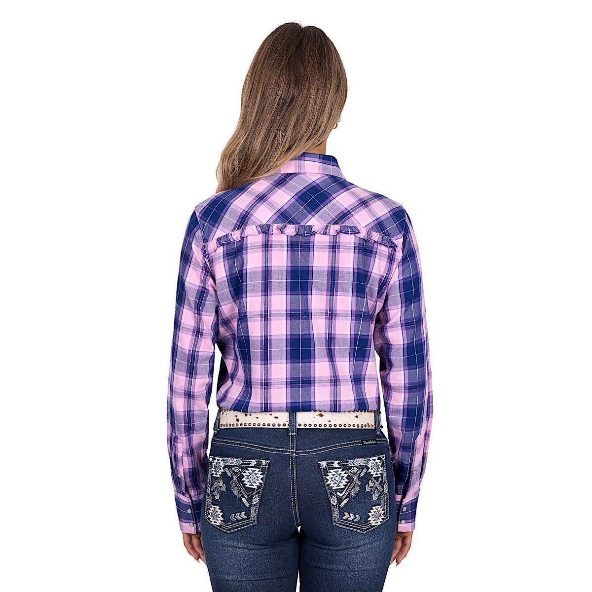 Pure Western Women’s Arleen Shirt - Pink/Navy Check