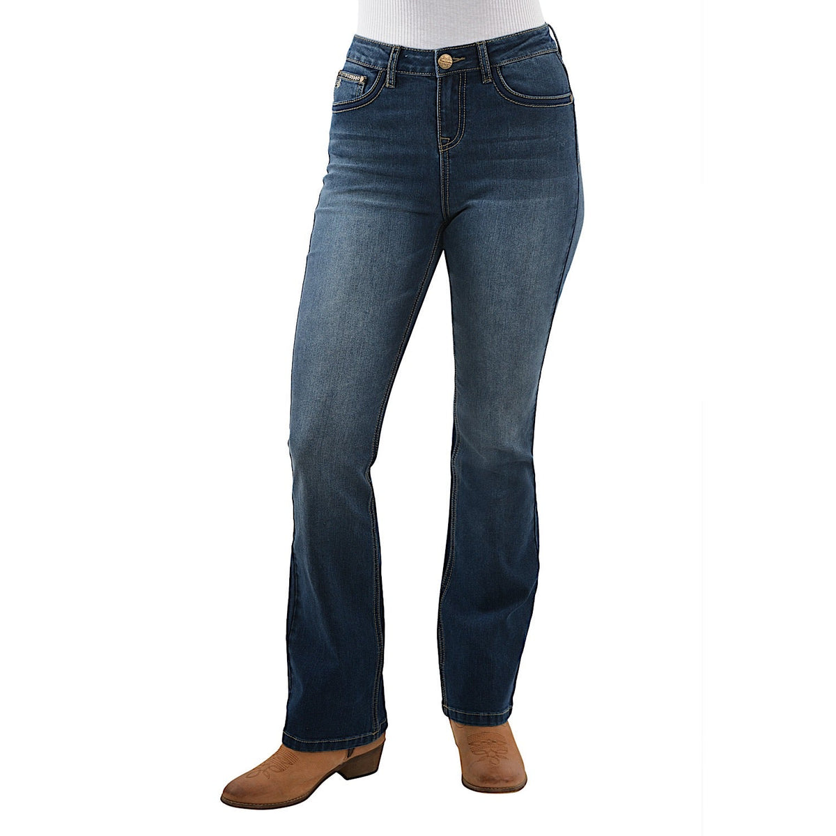 Pure Western Women’s Brady High Waisted Boot Cut Jean 34’’ Leg Midnight