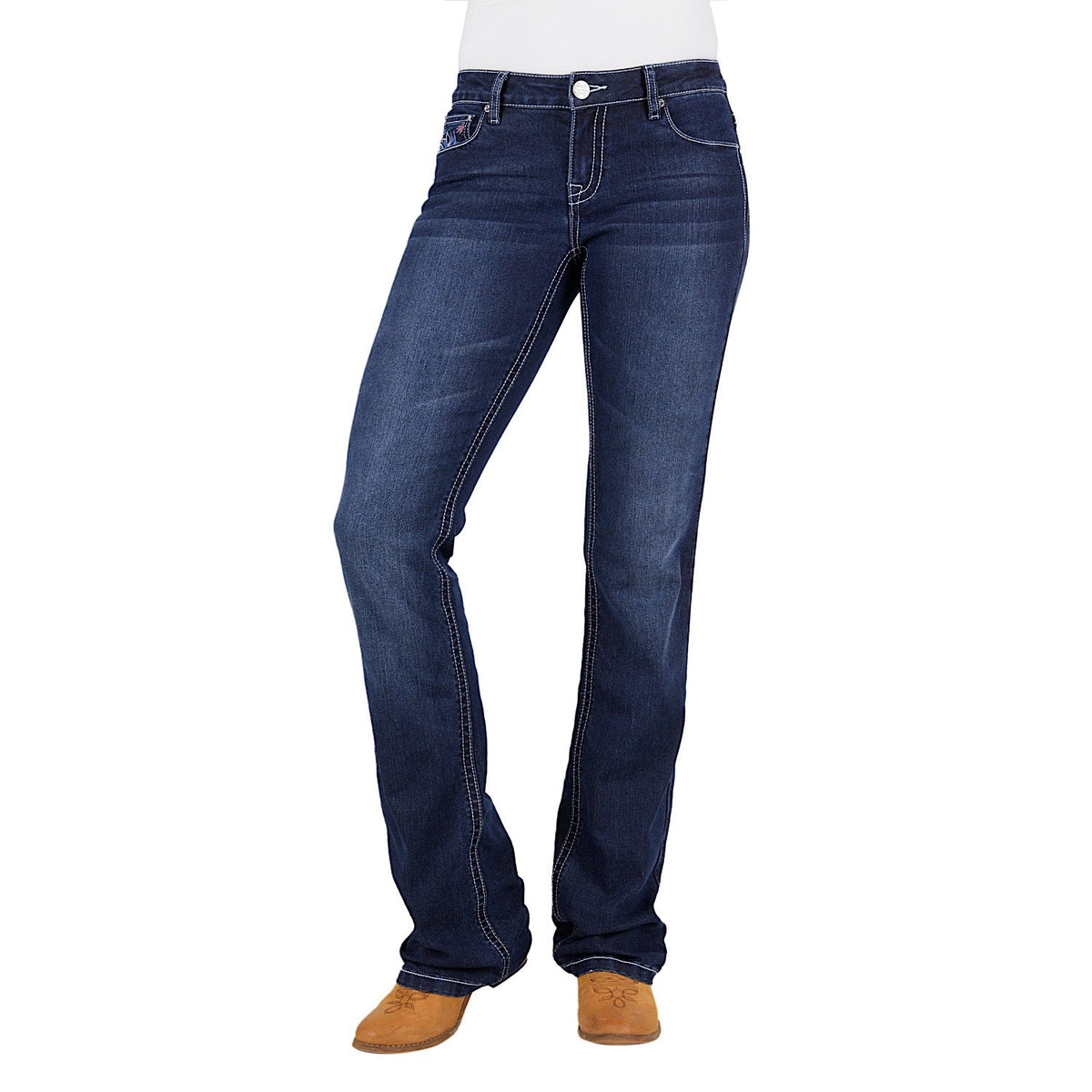 Pure Western Womens Carole Relaxed Rider Jean-Dark Wash