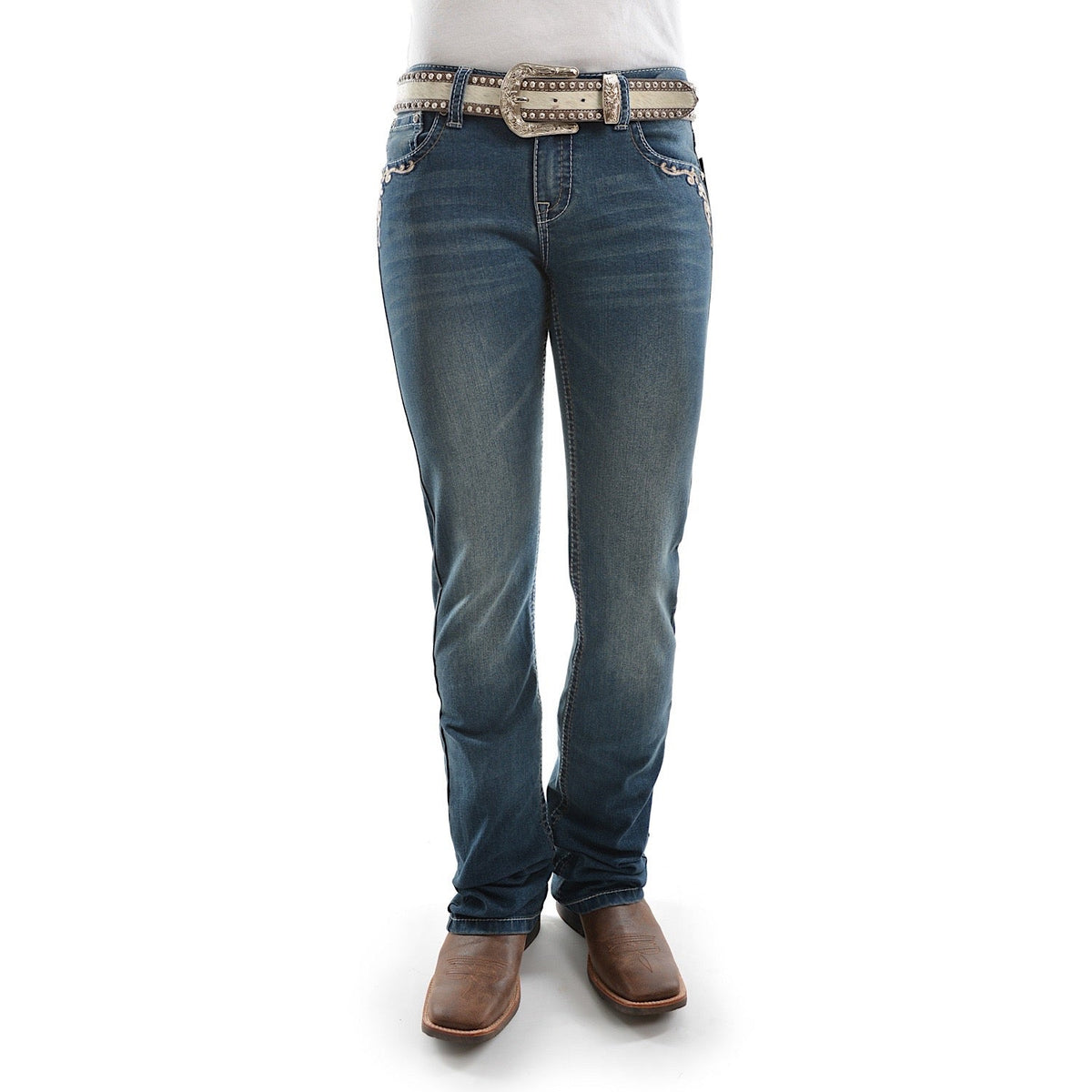 Pure Western Womens Carolina Relaxed Rider Boot Cut Jean 36 Leg Storm