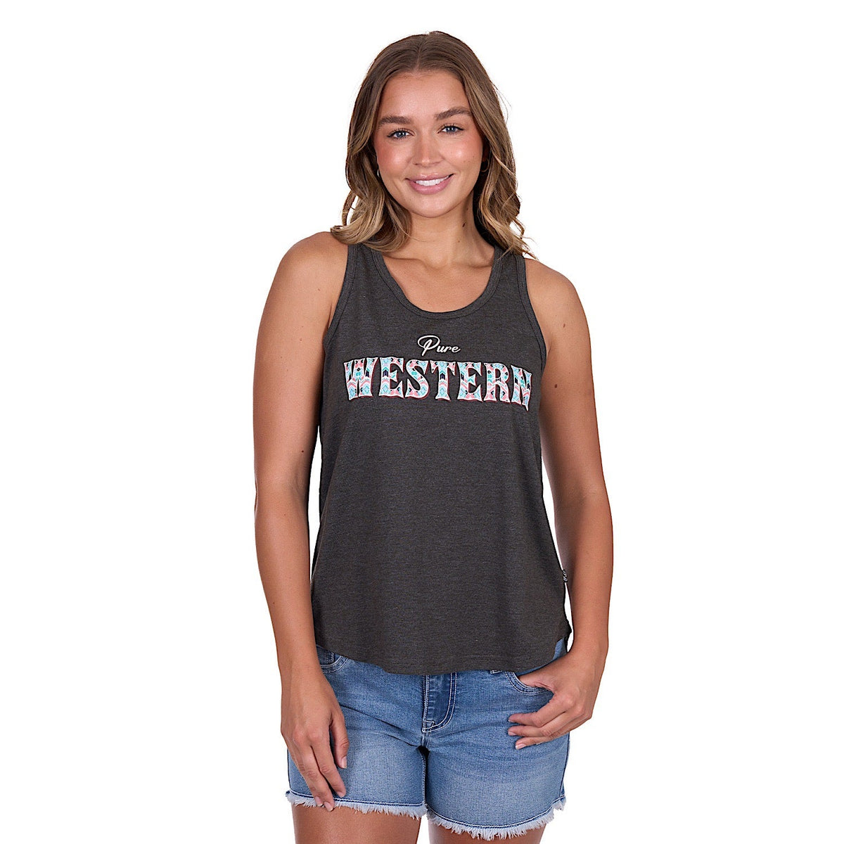 Pure Western Women’s Cindy Tank - Charcoal Marle