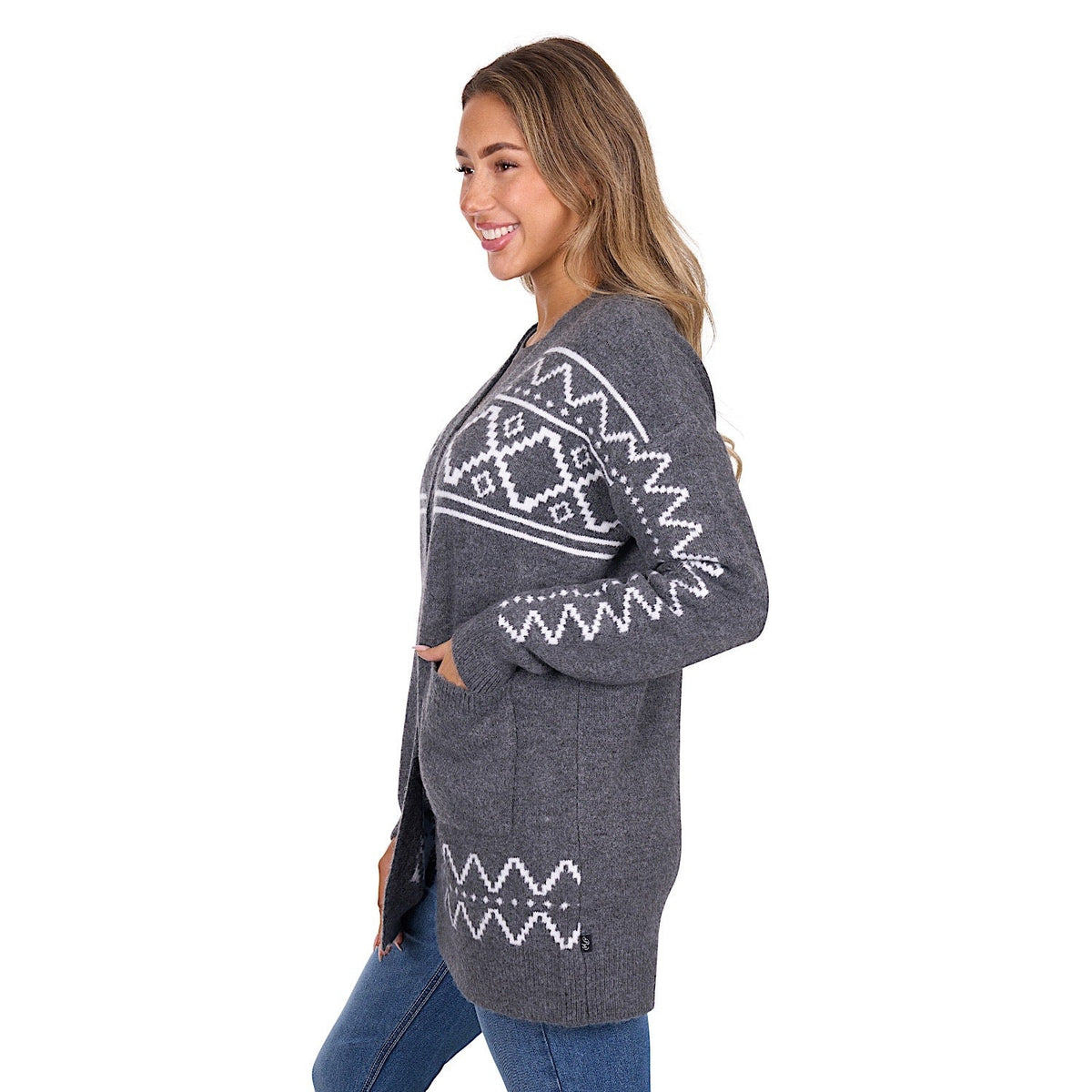 Pure Western Women’s Cora Knitted Cardigan - Charcoal Marle