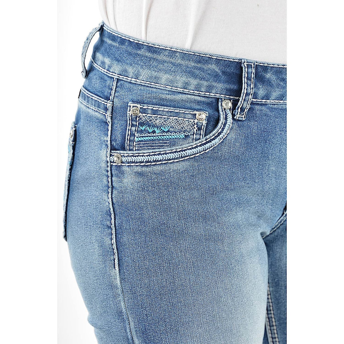 Pure Western Women’s Criss Cross Relaxed Rider Jean 36’’ Leg Moonshine