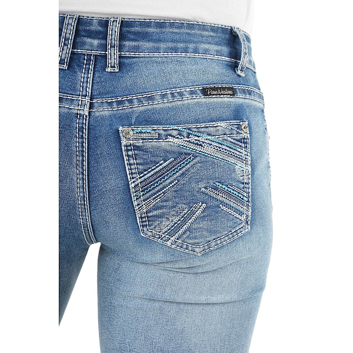 Pure Western Women’s Criss Cross Relaxed Rider Jean 36’’ Leg Moonshine