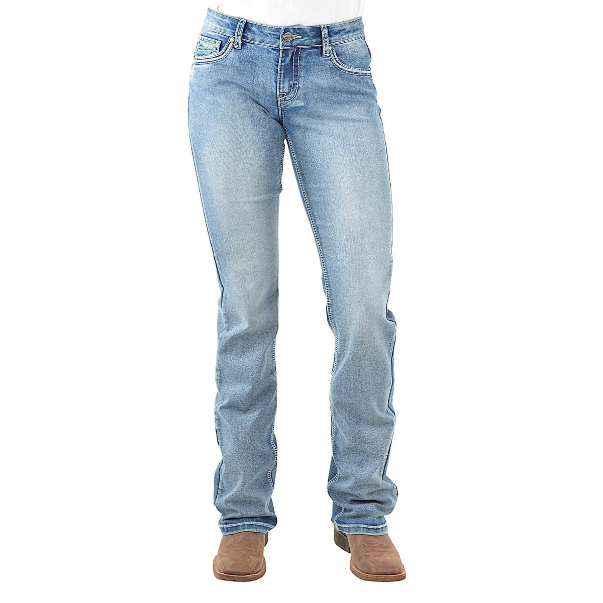 Pure Western Women’s Criss Cross Relaxed Rider Jean 36’’ Leg Moonshine