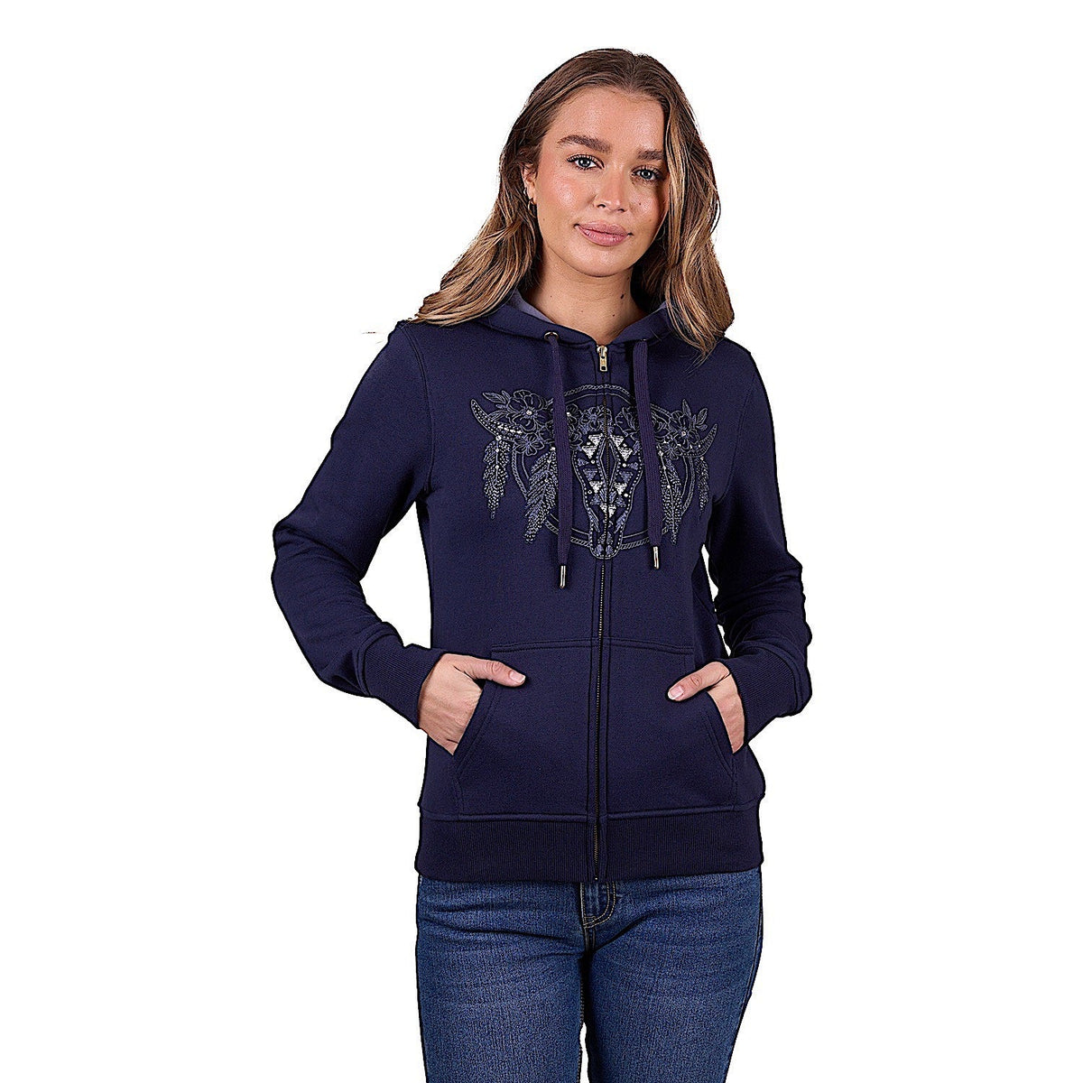Pure Western Women’s Edna Zip Through Hoodie - Navy