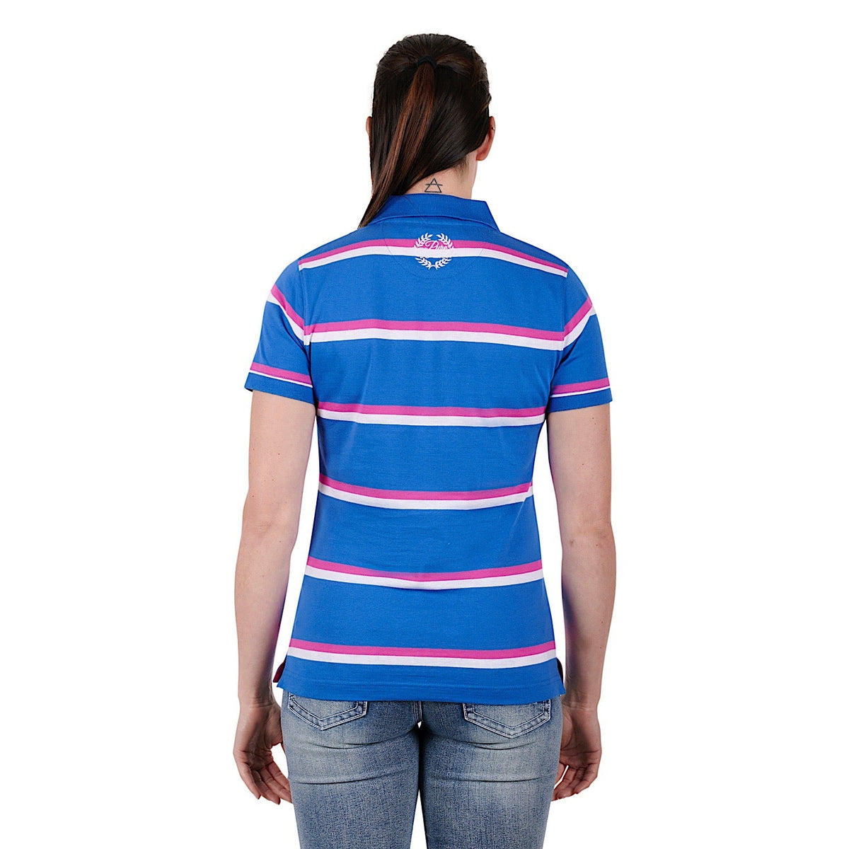 Pure Western Womens Emerie Polo-Blue/Pink