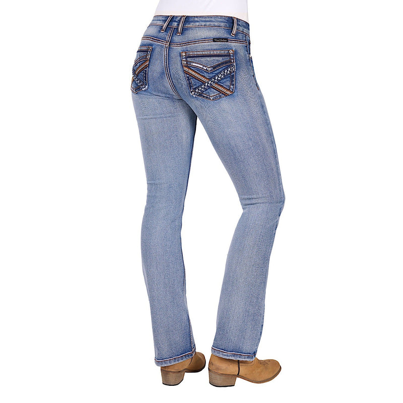 Pure Western Women’s Emily Mid Rise Boot Cut Jean 32L - Moonshine