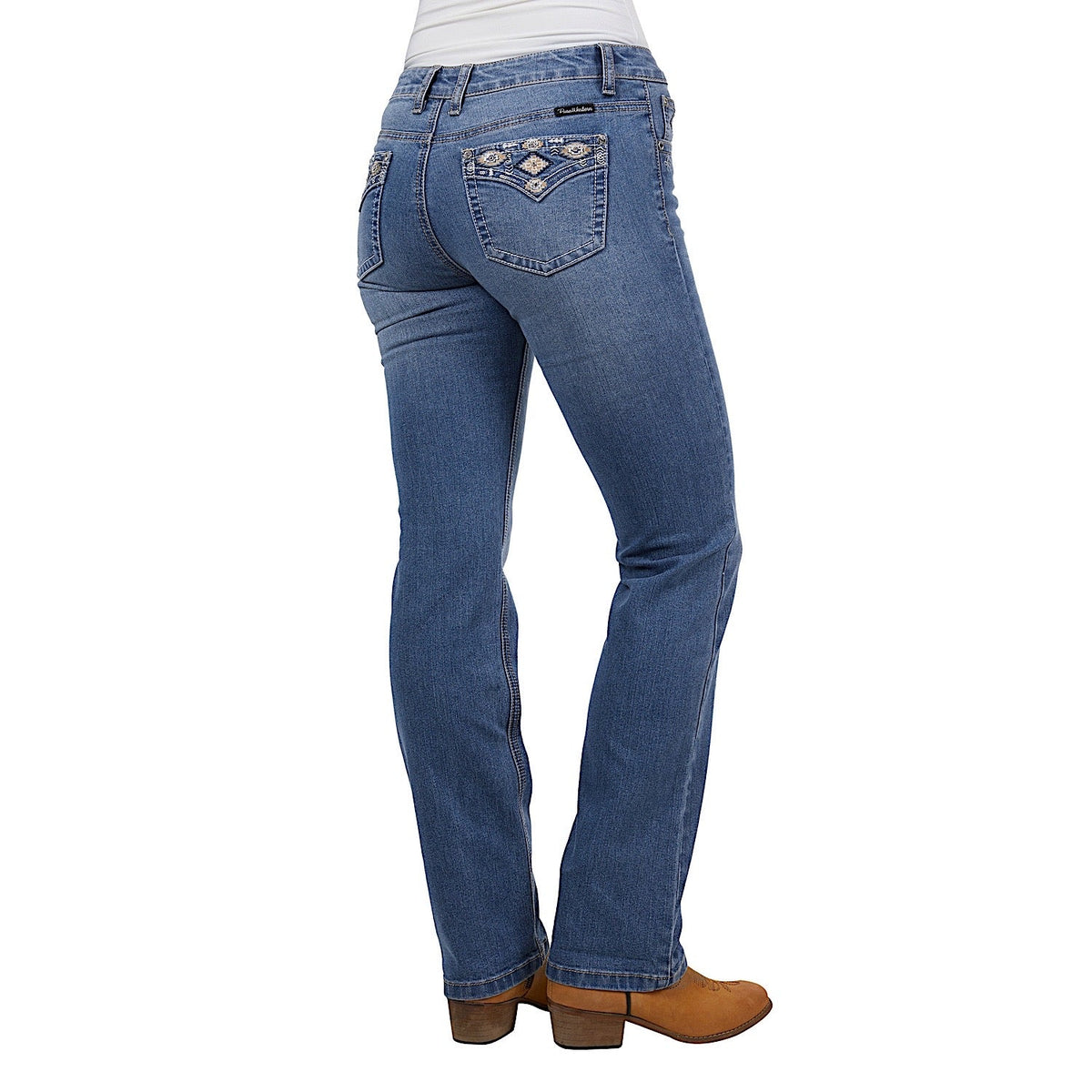 Pure Western Women’s Gia Hi Rise Boot Cut Jean 34L Retro Blue