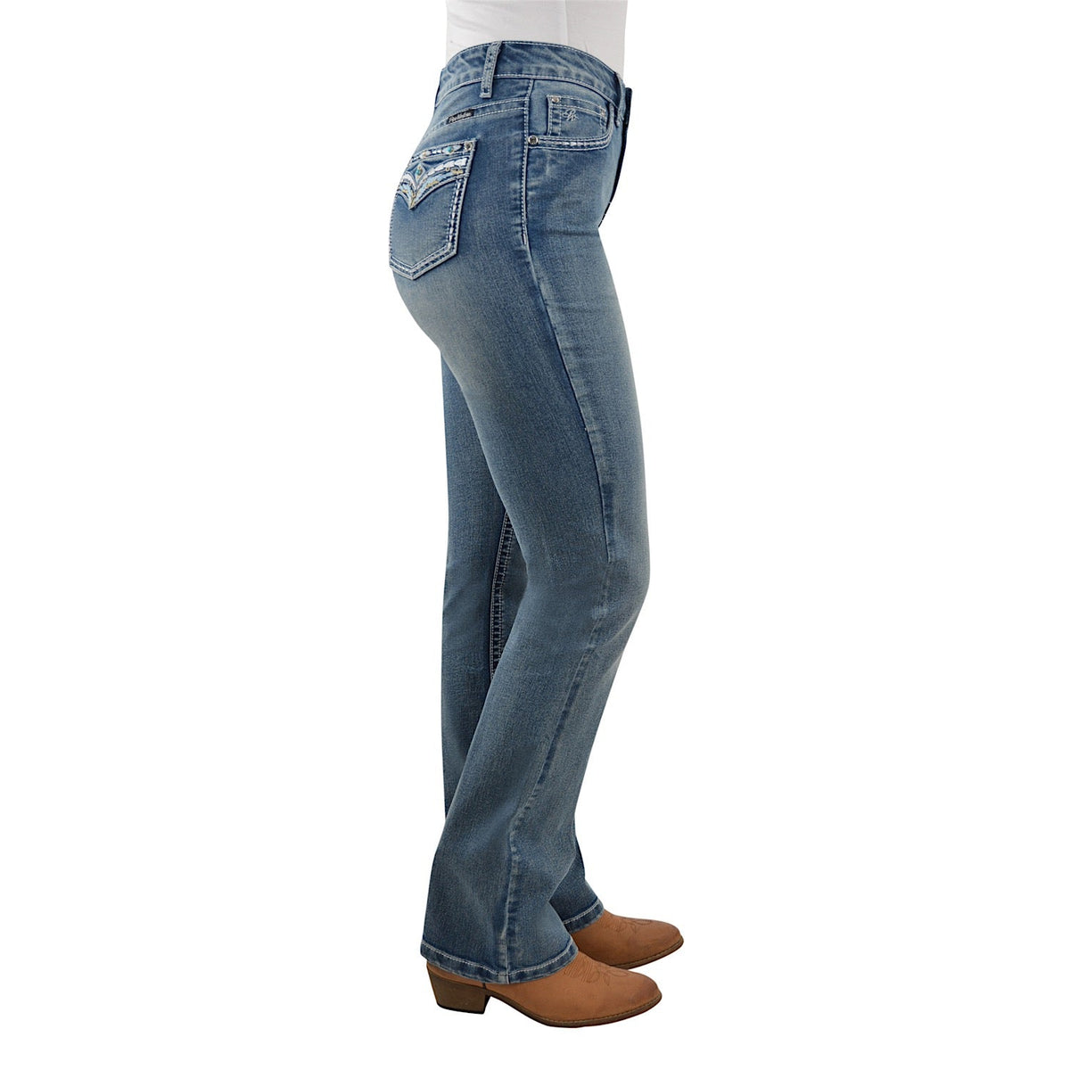 Pure Western Women’s Jemma Hi-Waist Boot Cut Jean 32’’ Leg Moonshine