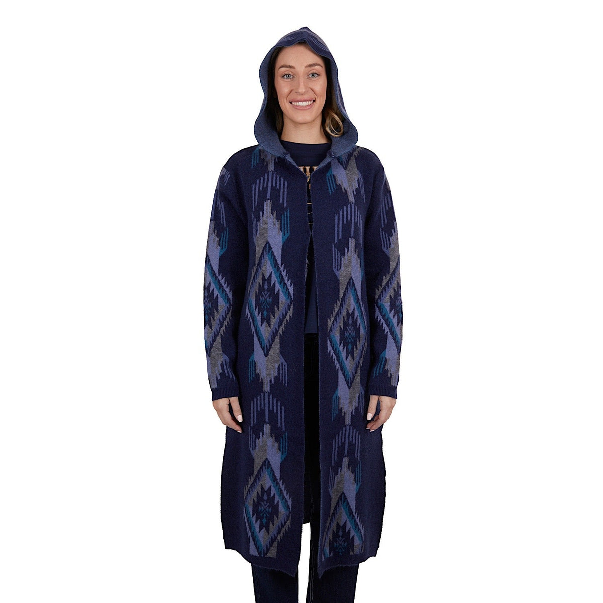 Pure Western Women’s Lana Hooded Knitted Cardigan Navy