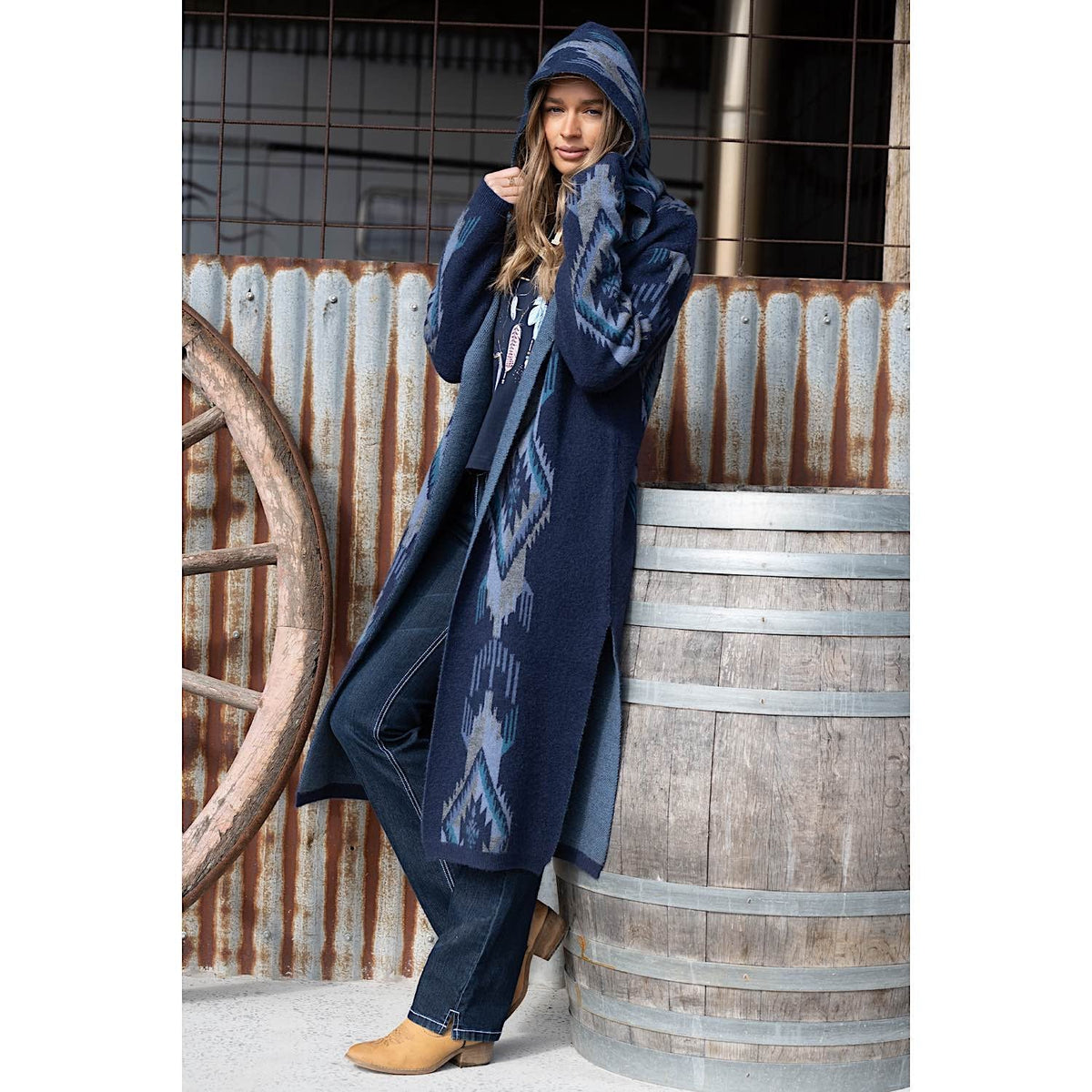 Pure Western Women’s Lana Hooded Knitted Cardigan Navy