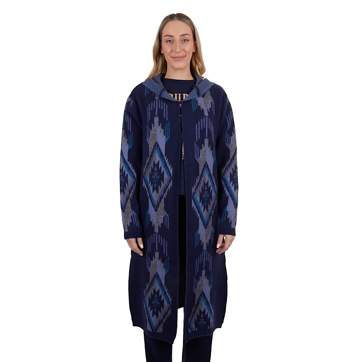 Pure Western Women’s Lana Hooded Knitted Cardigan Navy