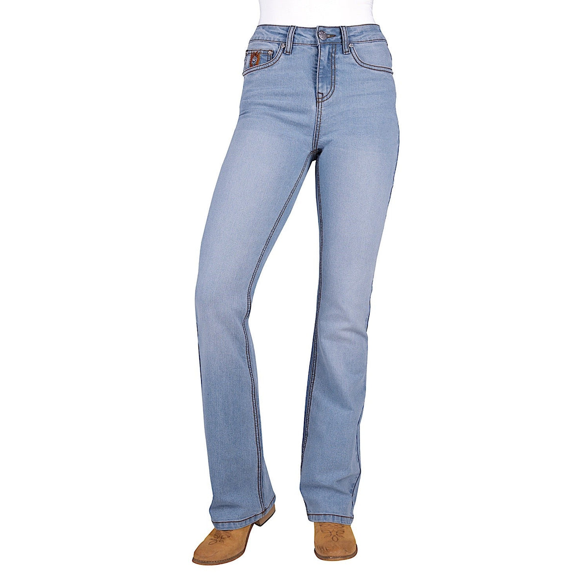 Pure Western Women’s Liz High Rise Boot Cut Jean 34 Inch Leg - Light Sky