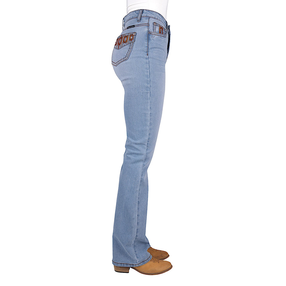 Pure Western Women’s Liz High Rise Boot Cut Jean 34 Inch Leg - Light Sky