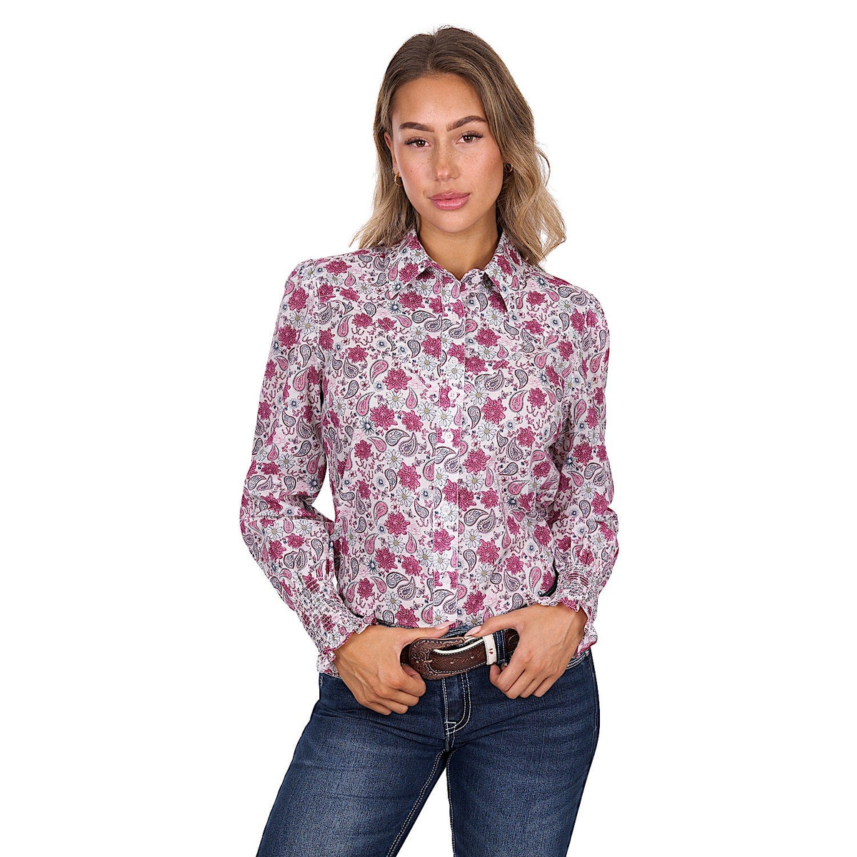 Pure Western Women’s Marsha Shirt - White/Pink