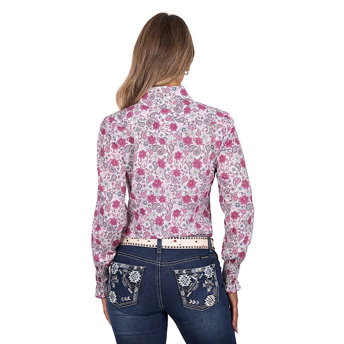 Pure Western Women’s Marsha Shirt - White/Pink