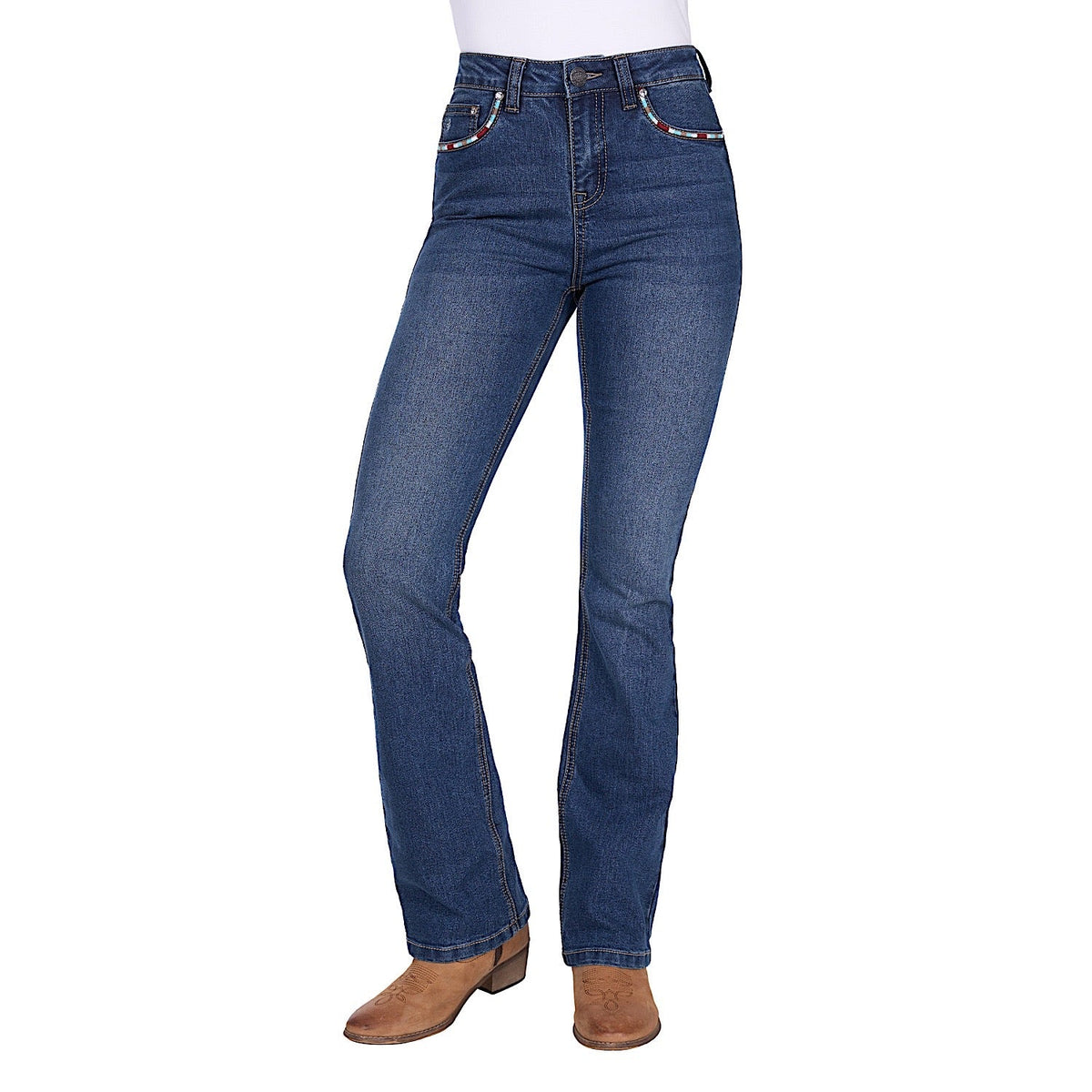 Pure Western Women’s Mary High Rise Boot Cut Jean 32L - Indigo