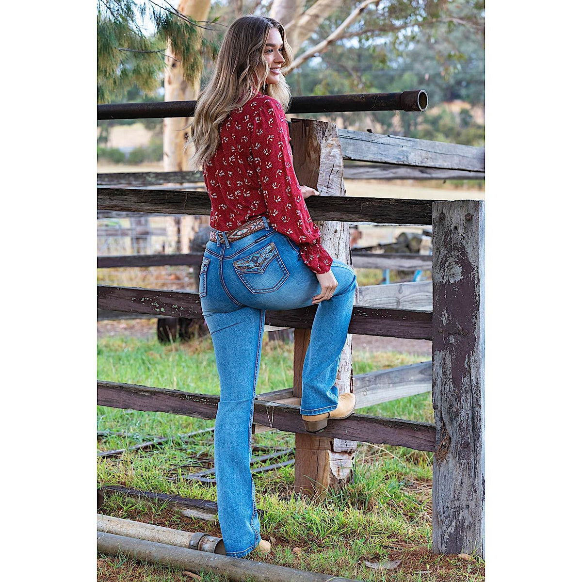 Pure Western Women’s Nina Hi Rise Boot Cut Jean-Moonshine