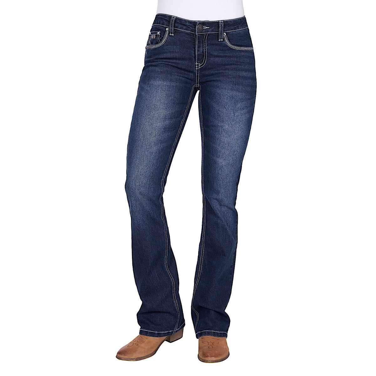 Pure Western Women’s Raven Mid Rise Boot Cut Jean 34L - Evening Sky
