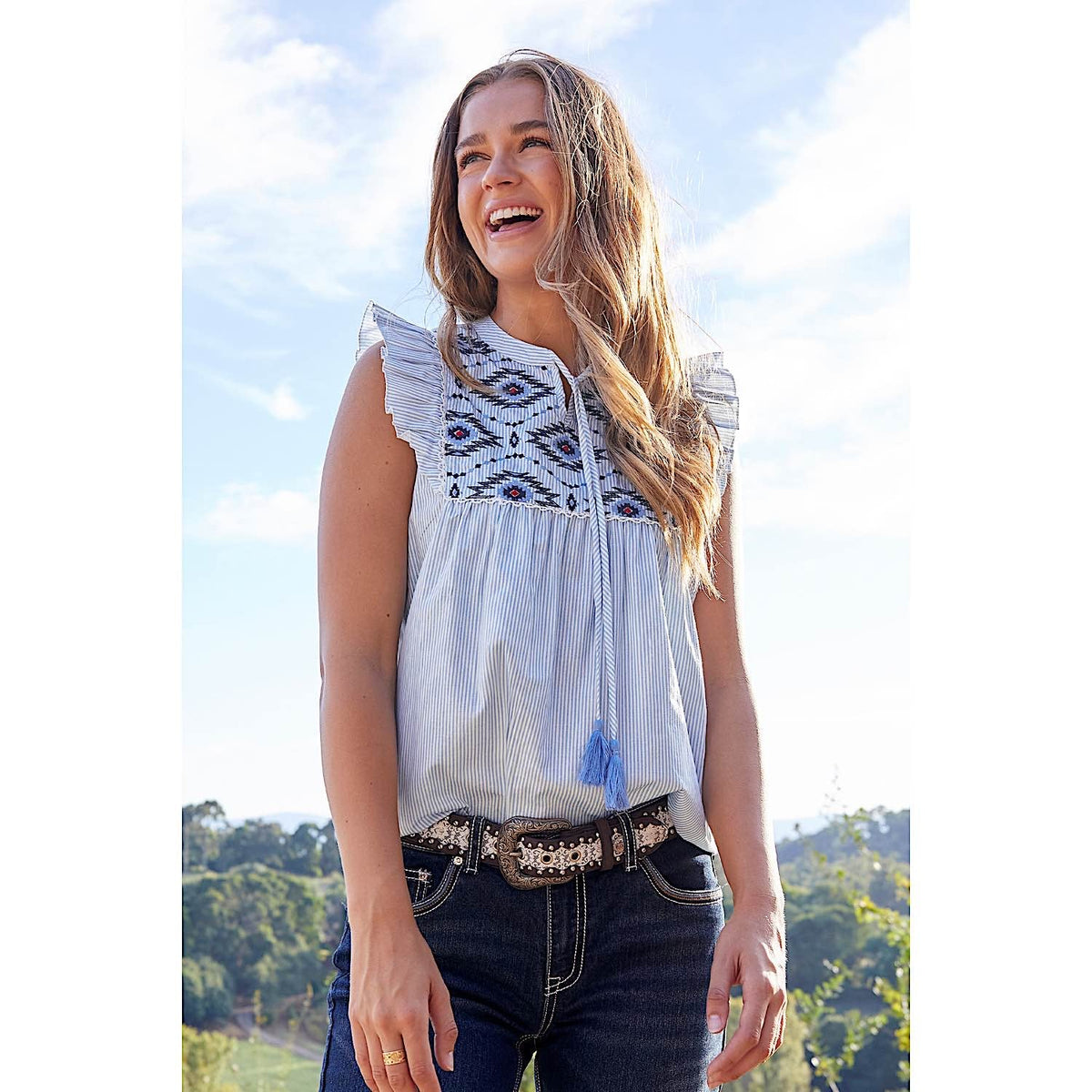 Pure Western Women’s Shannon Blouse Blue