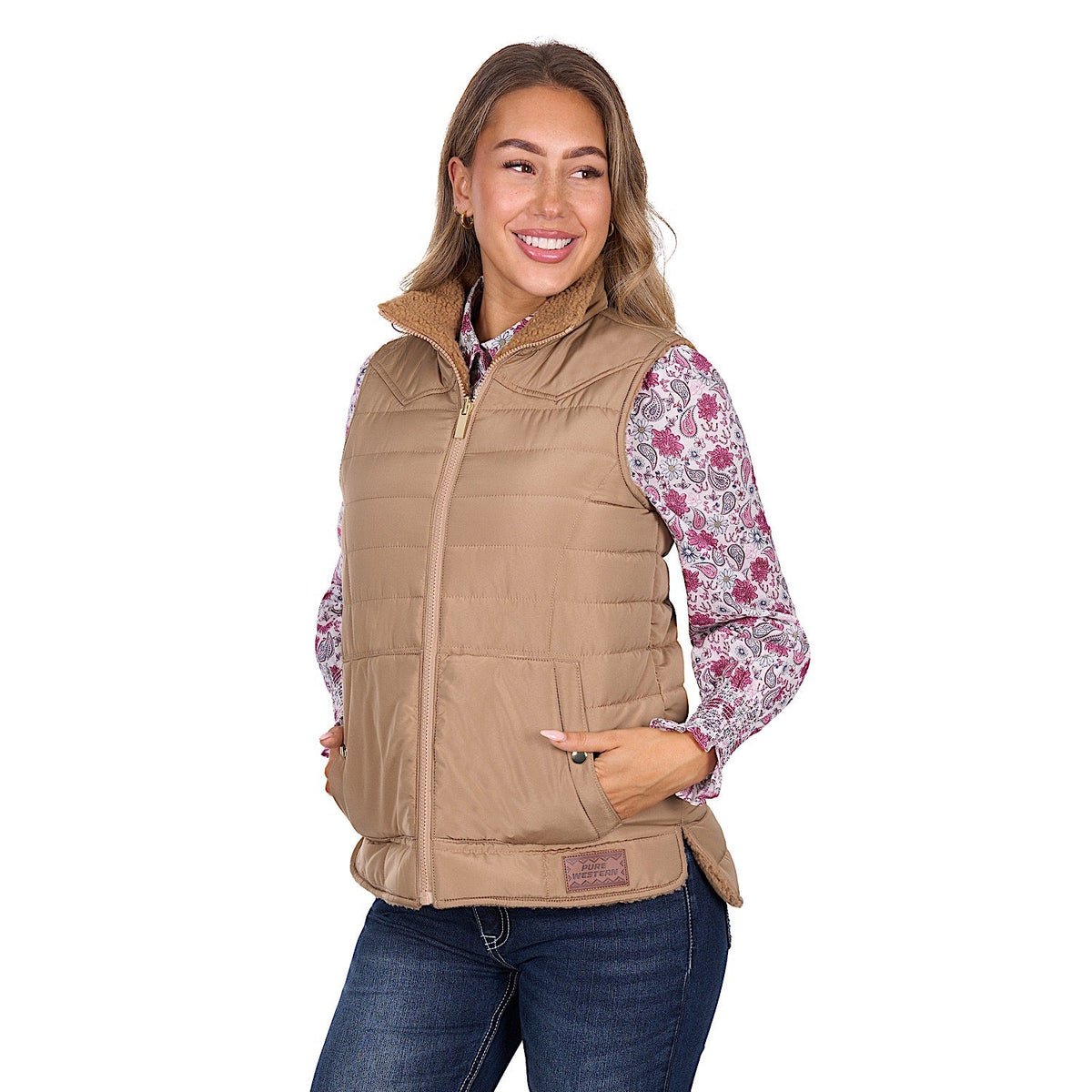 Pure Western Women’s Sherri Reversible Vest - Tan