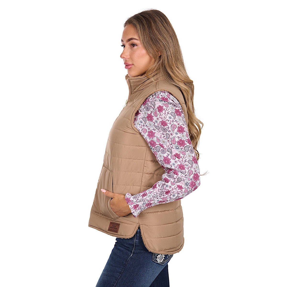 Pure Western Women’s Sherri Reversible Vest - Tan