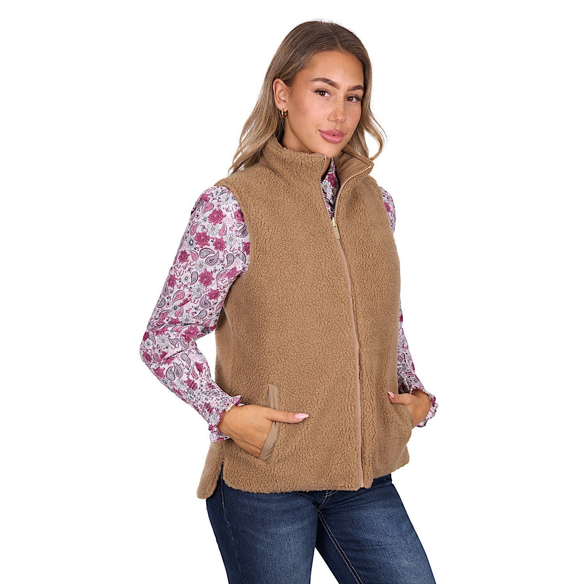 Pure Western Women’s Sherri Reversible Vest - Tan