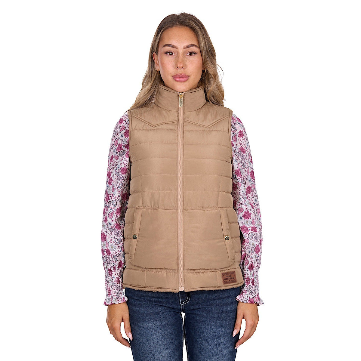 Pure Western Women’s Sherri Reversible Vest - Tan