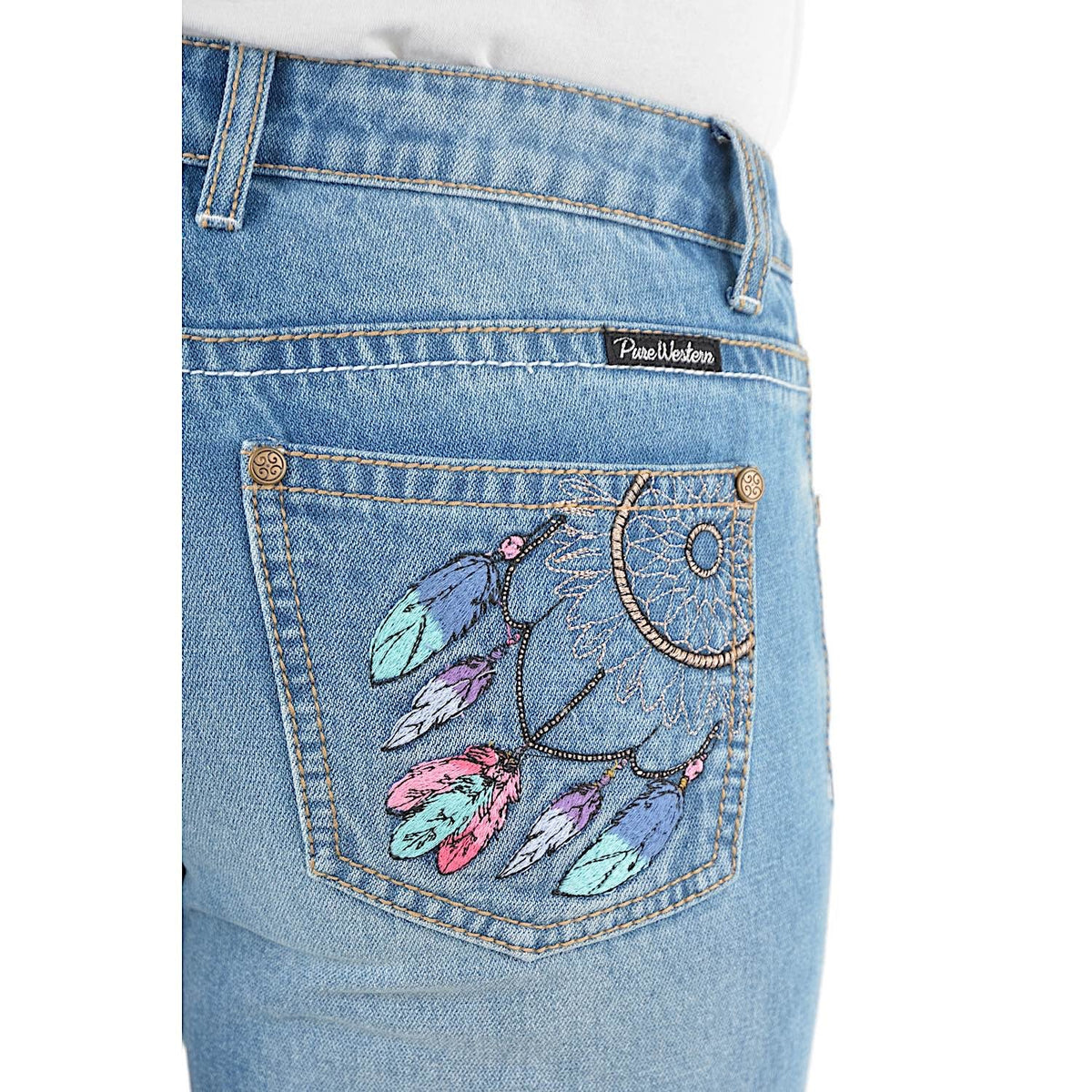 Pure Western Women’s Sunny Boot Cut Jean 34’’ Leg Faded Blue
