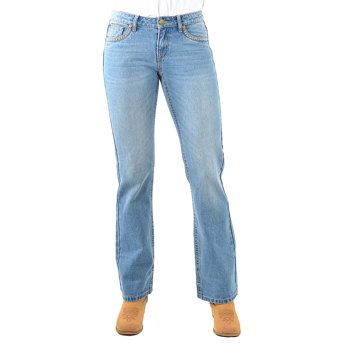Pure Western Women’s Sunny Boot Cut Jean 34’’ Leg Faded Blue