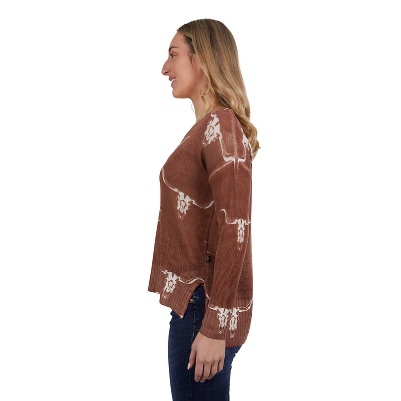 Pure Western Womens Veola Knitted Pullover Brown
